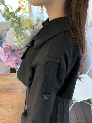 Romantic Puff Sleeve Collar Belted Mini Dress
