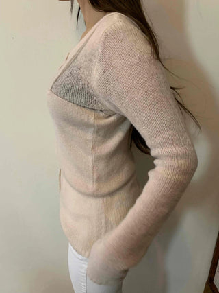 Glamorous Sailor Collar Sheer Button Knit Cardigan