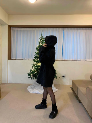 Mandarin Collar Toggle Loose Boxy Short Wool Coat
