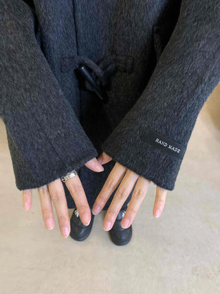 Mandarin Collar Toggle Loose Boxy Short Wool Coat