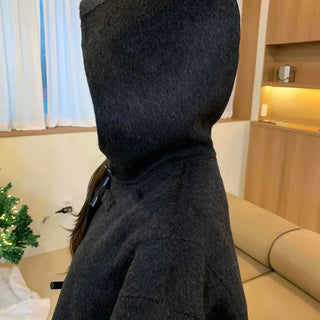 Mandarin Collar Toggle Loose Boxy Short Wool Coat