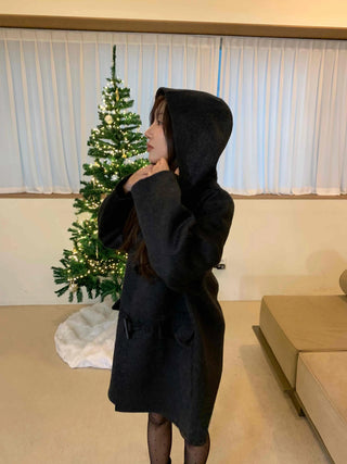 Mandarin Collar Toggle Loose Boxy Short Wool Coat