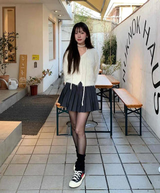 Campus Mood Boxy Pleated Tennis Mini Skirt
