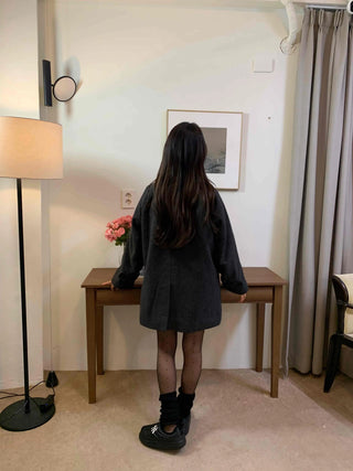 Tailored Single Loose Fit Wool Blend Long Coat