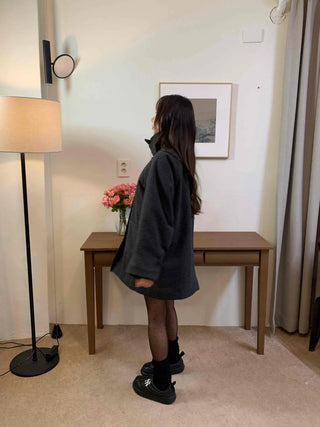 Tailored Single Loose Fit Wool Blend Long Coat