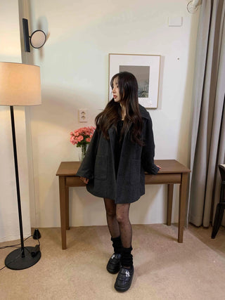 Tailored Single Loose Fit Wool Blend Long Coat