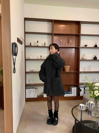Tailored Single Loose Fit Wool Blend Long Coat