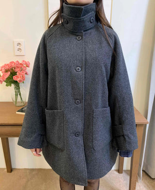 Tailored Single Loose Fit Wool Blend Long Coat