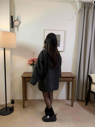 Tailored Single Loose Fit Wool Blend Long Coat