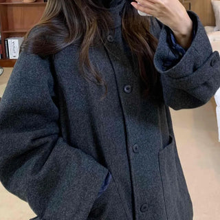 Tailored Single Loose Fit Wool Blend Long Coat