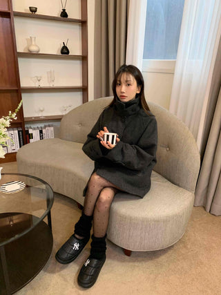 Tailored Single Loose Fit Wool Blend Long Coat