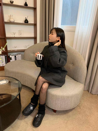 Tailored Single Loose Fit Wool Blend Long Coat