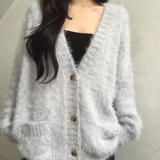 Soft Fudge Angora V-Neck Button Cardigan