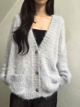 Soft Fudge Angora V-Neck Button Cardigan