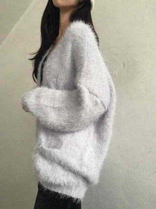 Soft Fudge Angora V-Neck Button Cardigan
