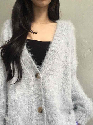 Soft Fudge Angora V-Neck Button Cardigan