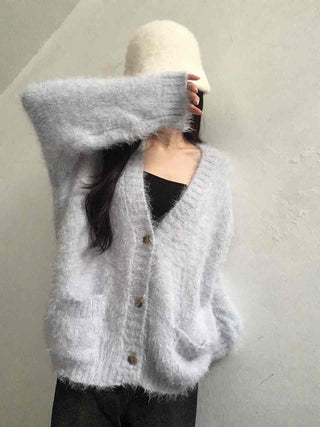 Soft Fudge Angora V-Neck Button Cardigan