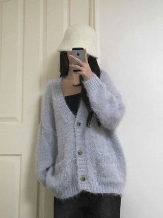 Soft Fudge Angora V-Neck Button Cardigan