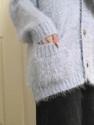 Soft Fudge Angora V-Neck Button Cardigan