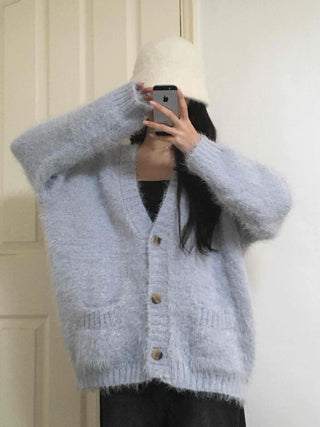 Soft Fudge Angora V-Neck Button Cardigan