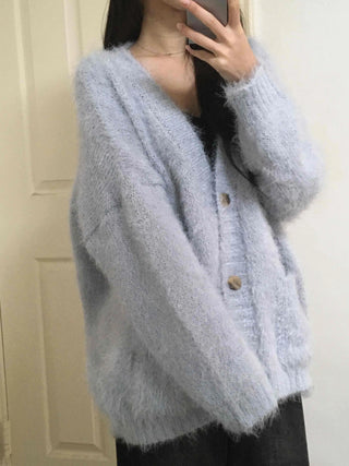 Soft Fudge Angora V-Neck Button Cardigan