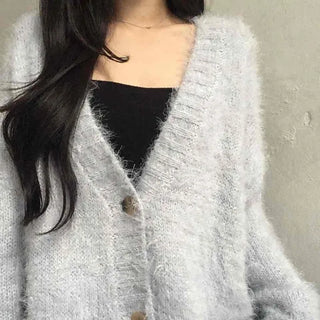 Soft Fudge Angora V-Neck Button Cardigan