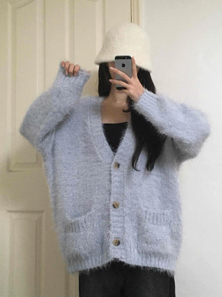 Soft Fudge Angora V-Neck Button Cardigan