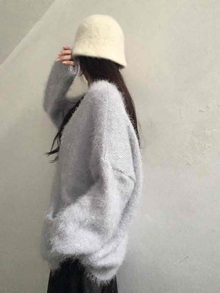 Soft Fudge Angora V-Neck Button Cardigan