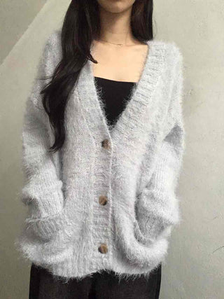 Soft Fudge Angora V-Neck Button Cardigan