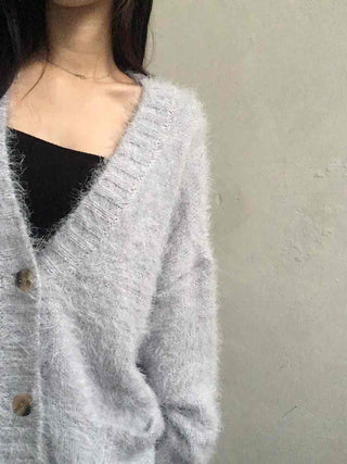 Soft Fudge Angora V-Neck Button Cardigan
