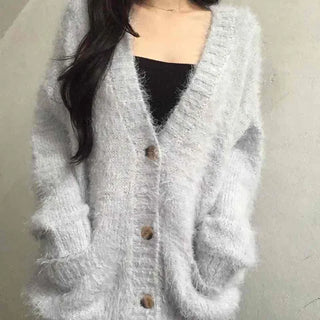 Soft Fudge Angora V-Neck Button Cardigan