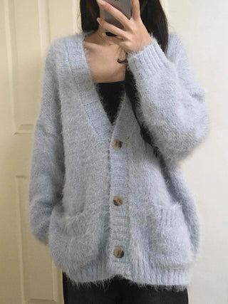 Soft Fudge Angora V-Neck Button Cardigan