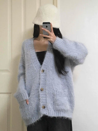 Soft Fudge Angora V-Neck Button Cardigan