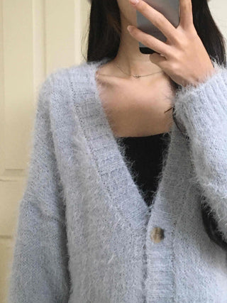 Soft Fudge Angora V-Neck Button Cardigan