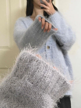 Soft Fudge Angora V-Neck Button Cardigan