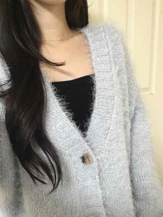 Soft Fudge Angora V-Neck Button Cardigan
