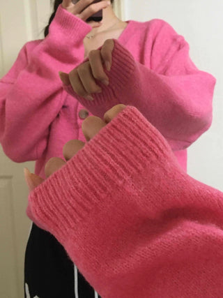 Soft Angora V-neck Button Crop Cardigan
