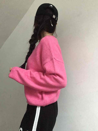 Soft Angora V-neck Button Crop Cardigan