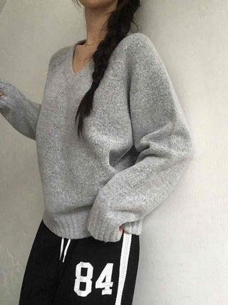 Campus Look Balloon Oversized V-Neck Knit