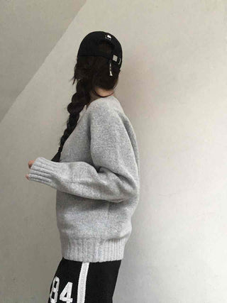 Campus Look Balloon Oversized V-Neck Knit