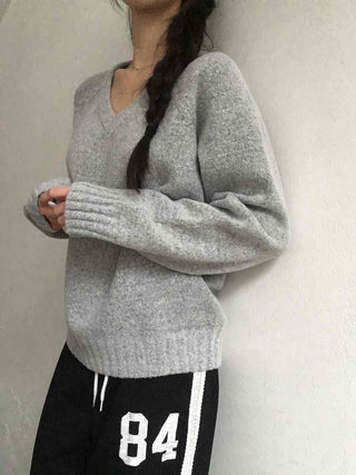Campus Look Balloon Oversized V-Neck Knit
