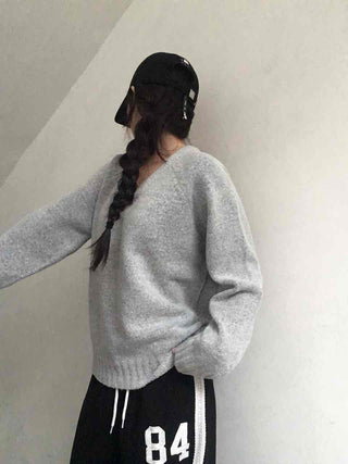 Campus Look Balloon Oversized V-Neck Knit