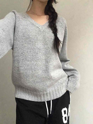 Campus Look Balloon Oversized V-Neck Knit
