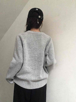 Campus Look Balloon Oversized V-Neck Knit