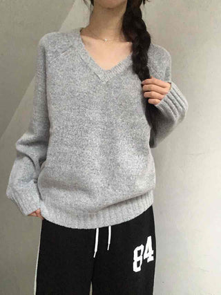 Campus Look Balloon Oversized V-Neck Knit