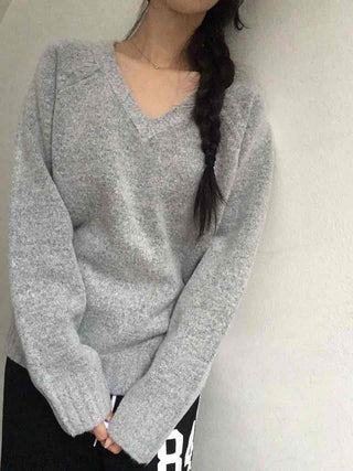 Campus Look Balloon Oversized V-Neck Knit