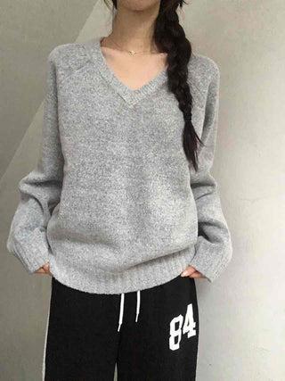 Campus Look Balloon Oversized V-Neck Knit