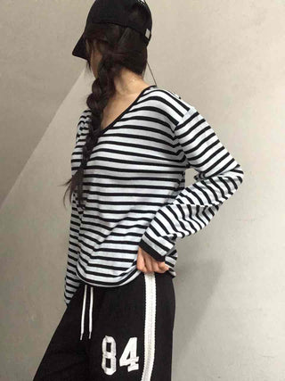 Marine Stripe V-Neck Knit