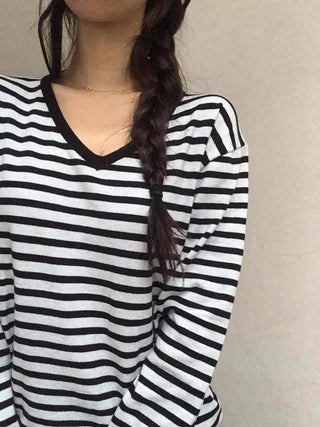 Marine Stripe V-Neck Knit