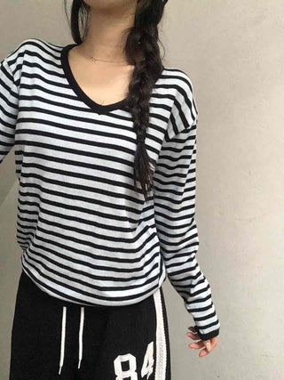 Marine Stripe V-Neck Knit